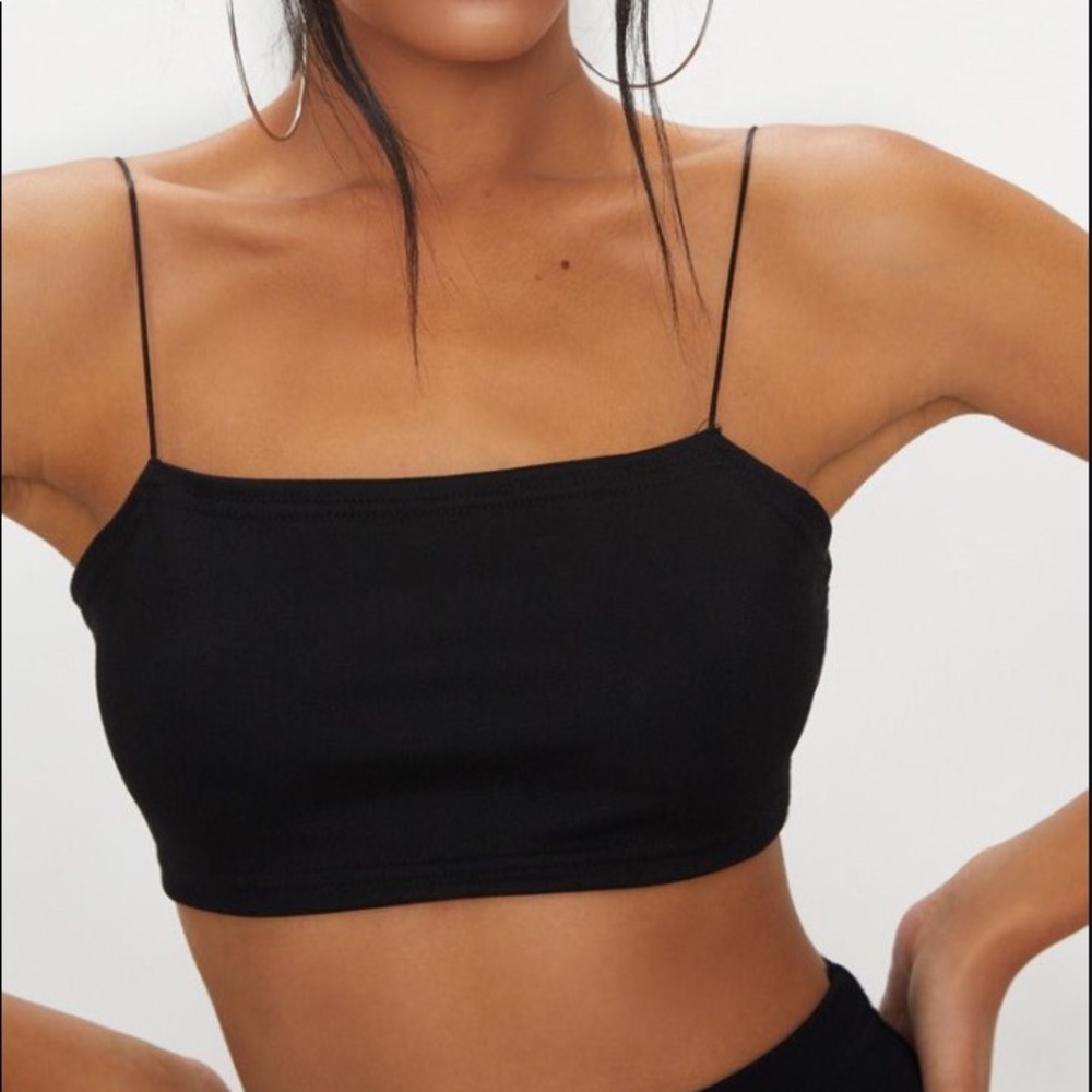 Black Spaghetti Strap Bandeau Top